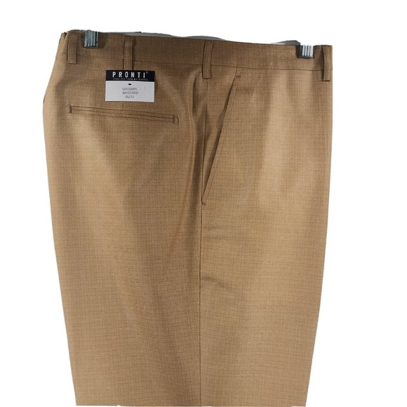 Pronti Collection by Phita Men's Mustard Leisure Suit Flat Front Pants XL - 3XL - Picture 3 of 5